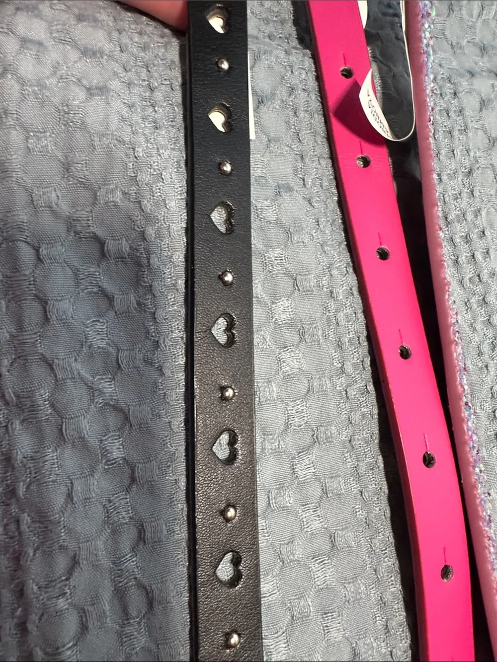 Cat & Jack Girls 3-Pack Belts — Black, Hot Pink & Glitter Purple Sz XL NWT